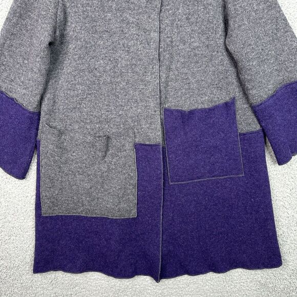 Elisa Rivera Wool Blend Cardigan Sweater Large Gray Purple Colorblock Lagenlook - Picture 4 of 13